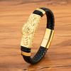 Lion Design Leather Braided Magnetic Buckle Stainless Steel Bracelets Rope Weaving Bracelet for Men Jewelry Gifts Wholesale