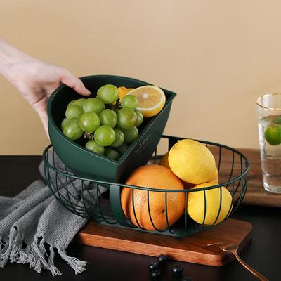 Plato de Frutas Cesta Escurrible Creativa Cesta de Frutas de Arte de Hierro de Lujo Ligero Nórdico Cesta Filtro de Agua