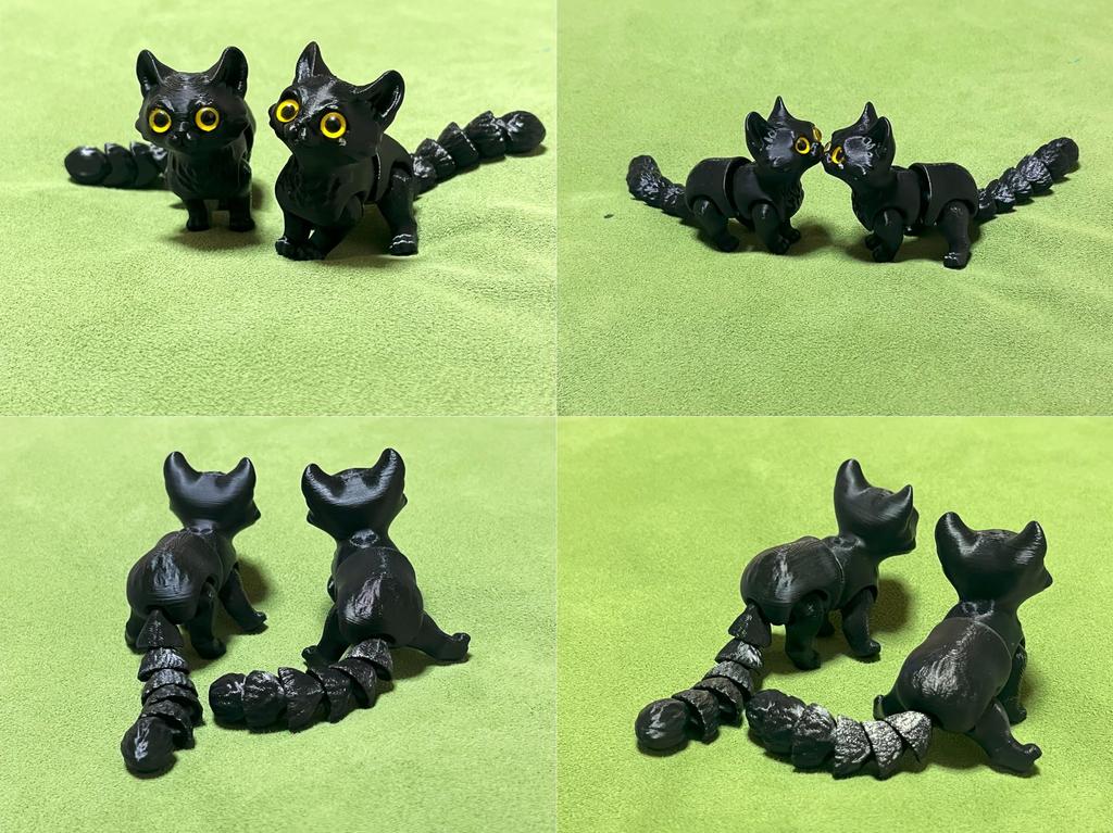 Black Cat Figurine, Articulated, Miniature Size, 12cm Total Length, Desktop Display Animal Toy [Used]