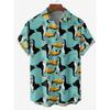 Men's Shirts Summer Hawaiian Casual Seaside Beach Tops Cartoon Planet Rocket Print Button Short-sleeve Oversized Shirts Chemise