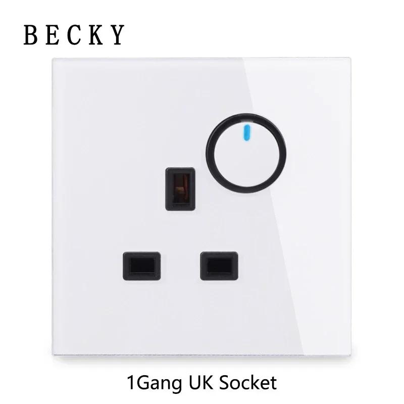 White Light for Glass Panel Switch Button, EU UK Standard Round Reset Point Switch, Bedroom Usb Switch Socket1-4gang AC110V-250V