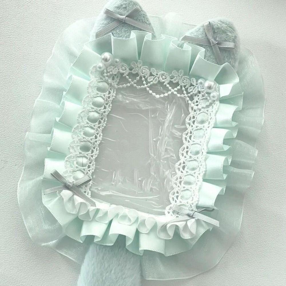 

Мультяшный плюшевый держатель для карт с кошачьими ушками, кружевной чехол для ID и кредитных карт, прочный чехол-протектор для фото, для школы