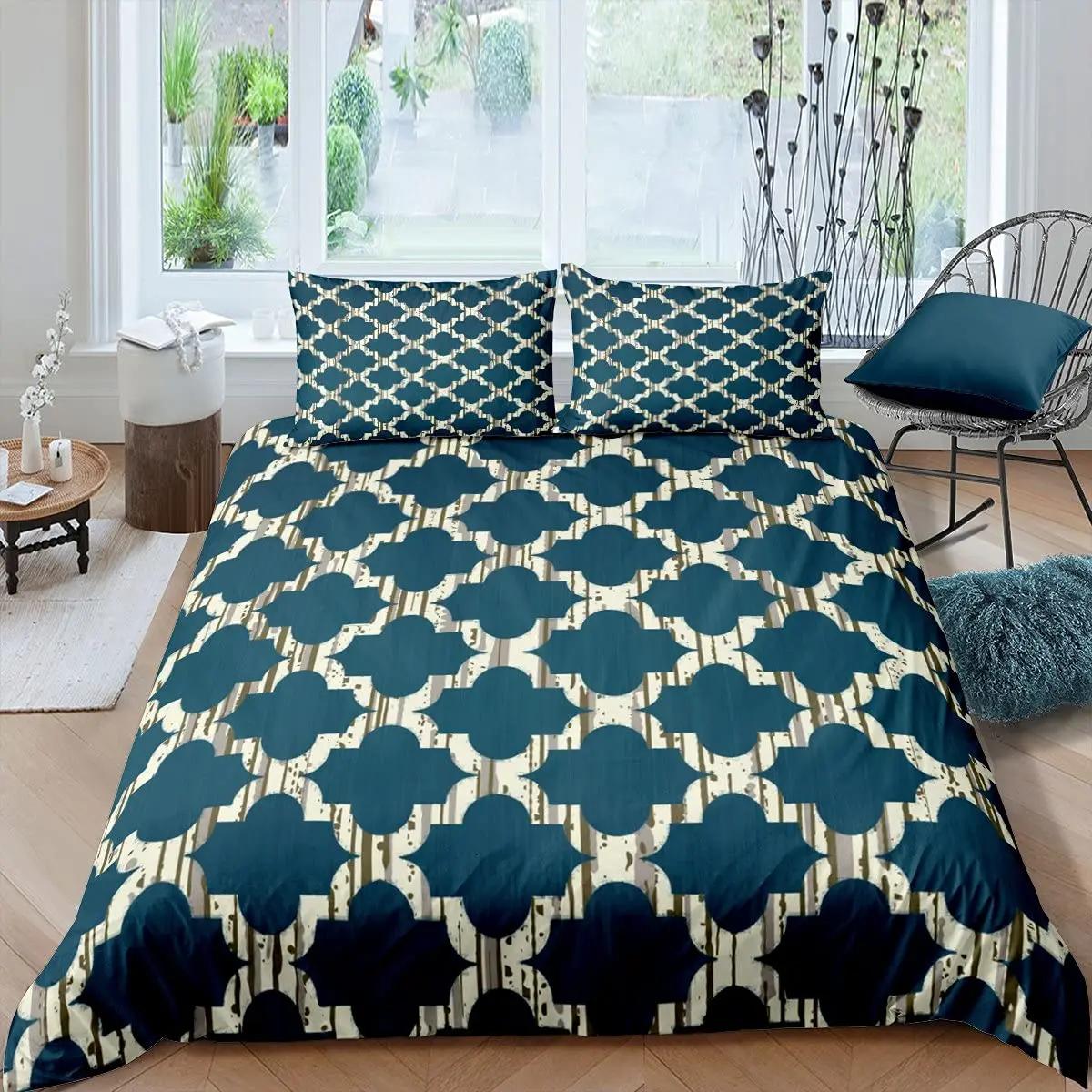 

Bohemian Geometric Soft Duvet Cover Set Ful,Vintage Circle Rhombus Tribal Beding Set Colorful Ethnic Indian Aztec Style Comfortable Quilt Cover 100*200cm Single