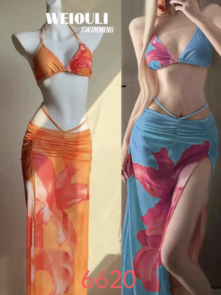 Goddess Holiday: Three-Piece Island Style Bikini - Sexy Vacation Swimsuit for Women