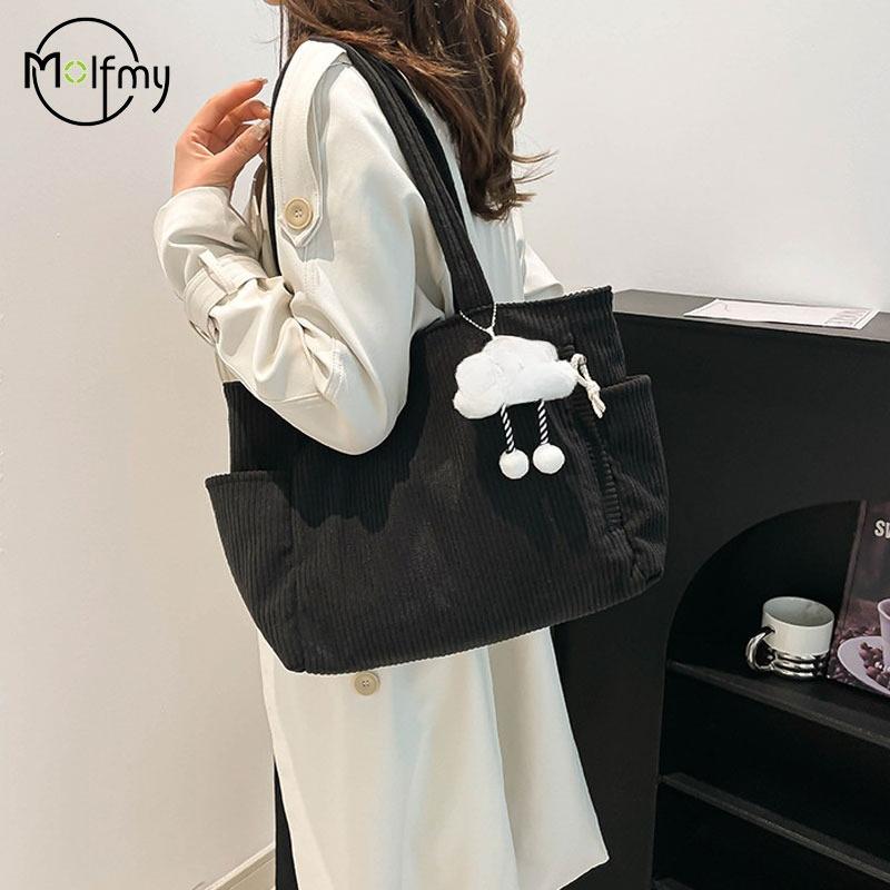 Corduroy Shoulder Bags Women Casual Handbag Light Retro Large Capacity Shoulder Strap Commuter Handbags 2026 Autumn and Winter
