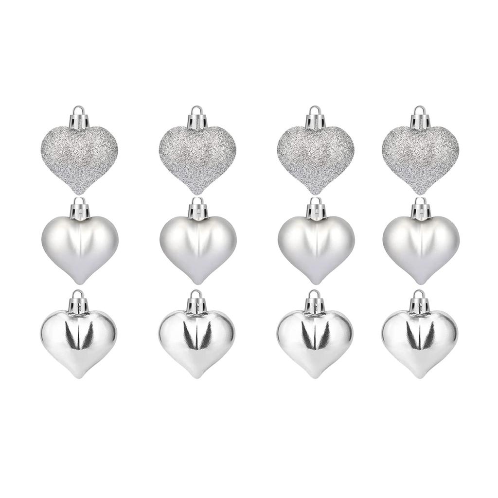 12pcs Valentine's Day Heart Shaped Ornaments, Valentine's Day Hanging Decorations, Heart Shaped For Wedding Party Valentine's Day