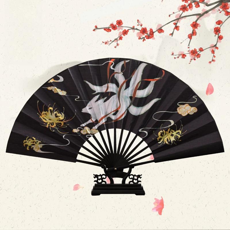 Nine-tailed Fox Hand Held Fan Retro Decorative Fan Hanfu Cheongsam Chinese Folding Fans Japanese Cosplay Home Room Decoration