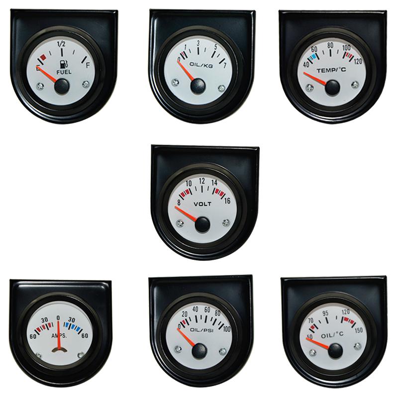2" 52 MM White Face Water temp/ Oil temp /Oil press psi/ Oil press kg /Volt /Ammeter /Fuel level (without float) Gauge car meter
