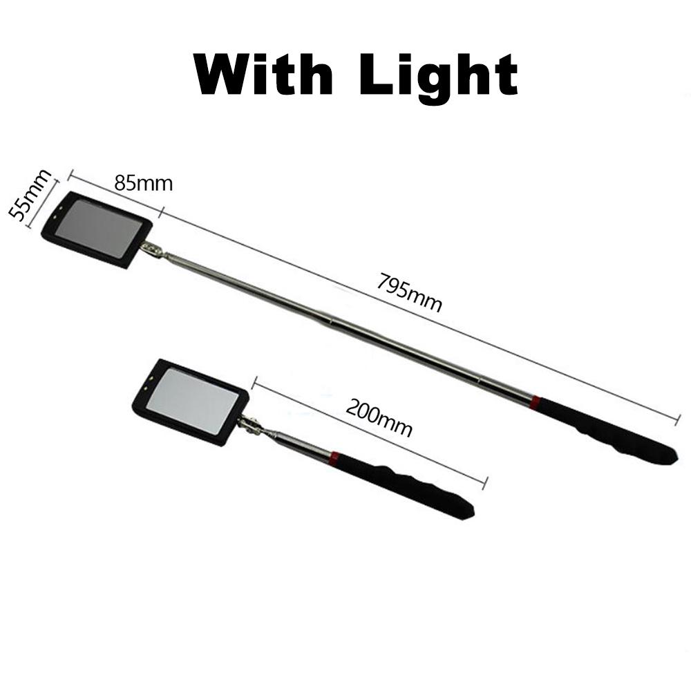 360° Inspection Mirror LED Light Telescoping Mirrors Extend Mechanic Tools Inspection Mirror Telescopic Handle Repairing Tools