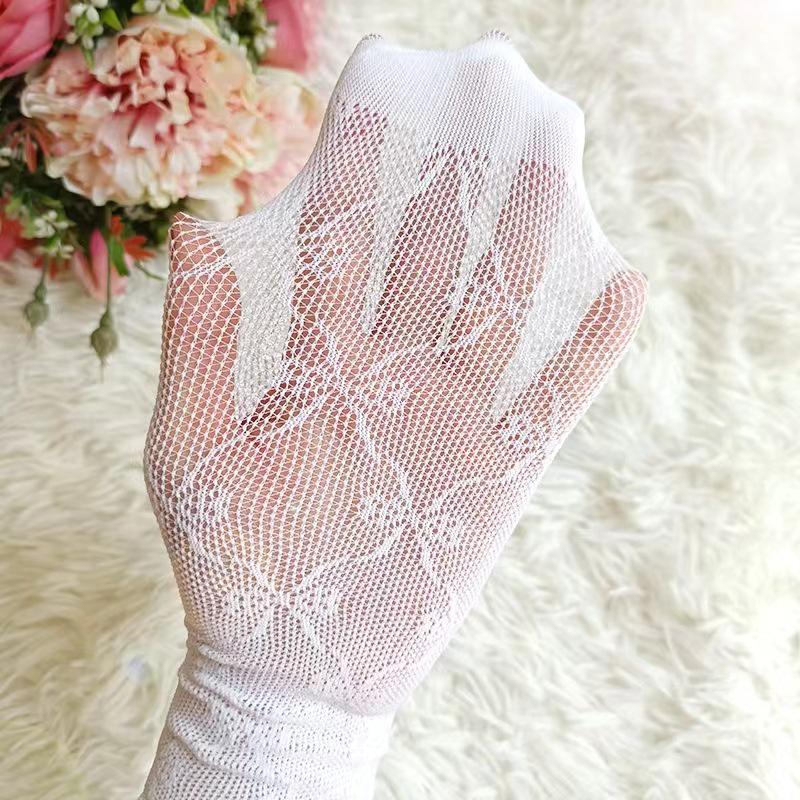 Ciorapi Plasă cu Fundă Elegantă din Dantelă - Ciorapi Dulci în Stil Japonez