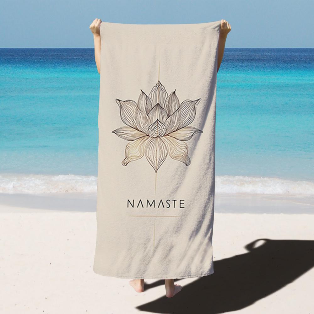 

Oversized Lotus Flowers Beige Microfiber Beach Towel, Soft Lightweight Sand-Free for Travel Picnic W40*H60(CM)
