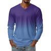 Men's V-neck Casual Fashion Printed Long-sleeved T-shirt Top