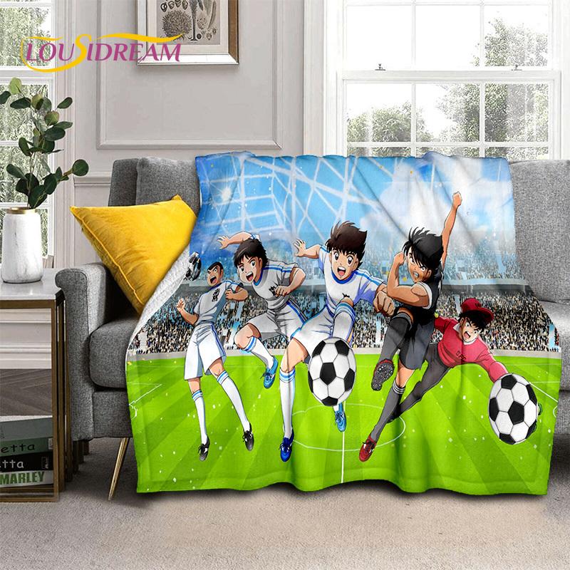 Cartoon Captain Tsubasa Fußball Weiche Flanelldecken, Überwurfdecke Bequeme Decke für Picknick Betten Sofa Zuhause Schlafzimmer Geschenke