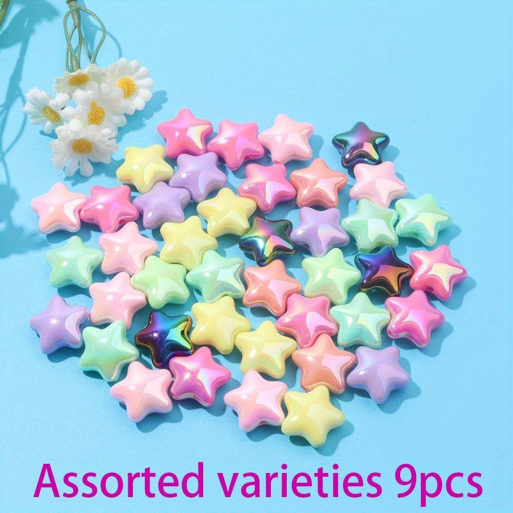 3/9/17pcs Acrylic Material Mixed Color Plated Star Bead Sky Ball Scattered Bead Decorative Bead and Bead Combination DIY Jewelry Craft Decoration