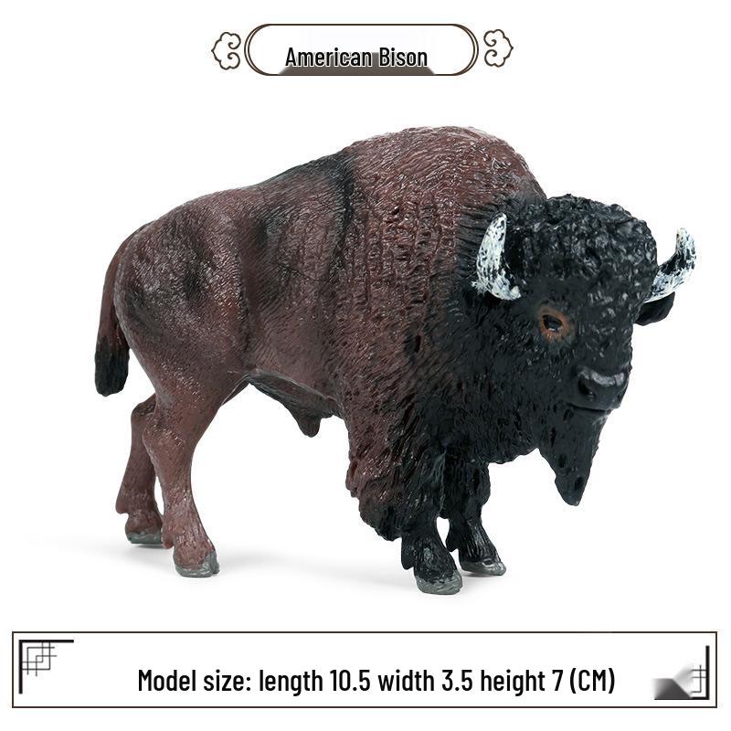 Children's Cognitive Animal Model Toy: Yellow Cow, Buffalo, Rhinoceros, Zebu, Bison, Bull Figurine.