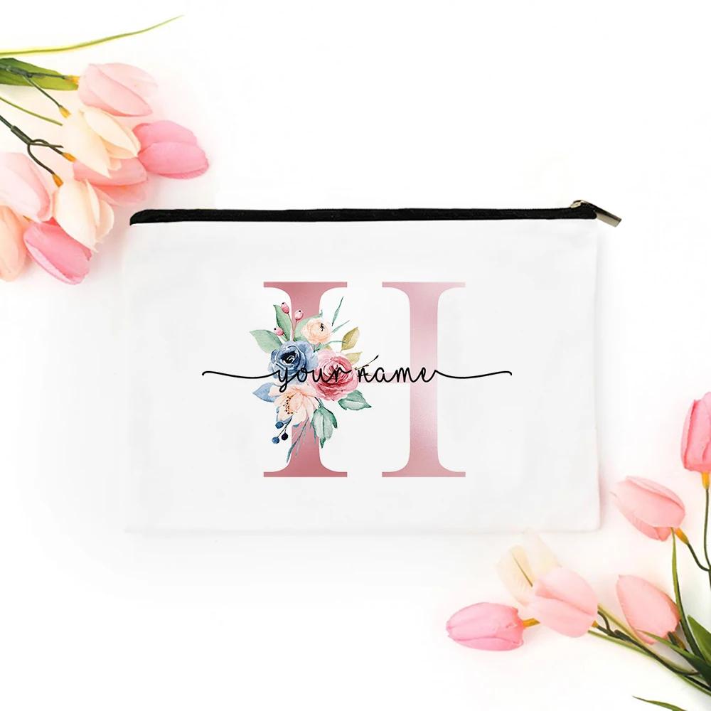 Personalized Makeup Bag Bridesmaid Cosmetic Bags Pouch Gifts for Her Custom Initial Make-up Toiletry Bag Bridesmaid Proposal