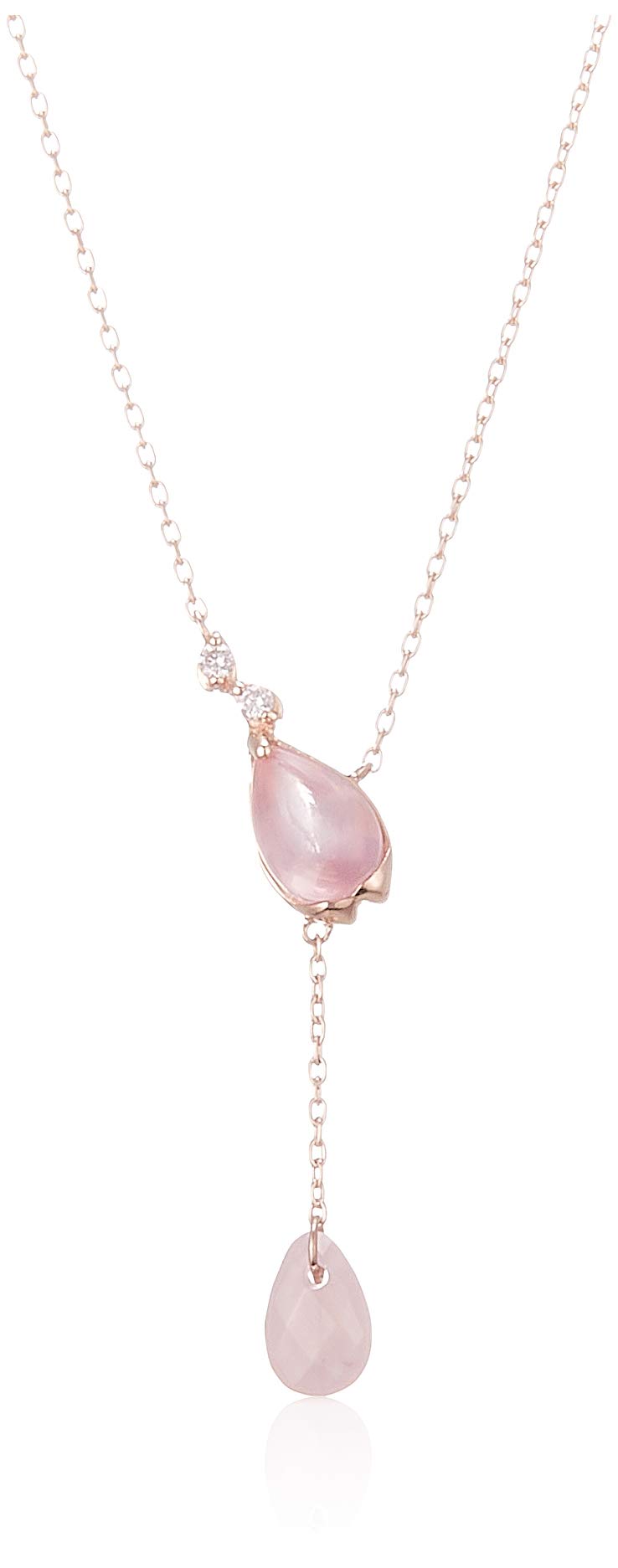 

Wisp K10 pink gold rose quartz guava quartz diamond necklace [WISP] (FPCWP21759) рожевий