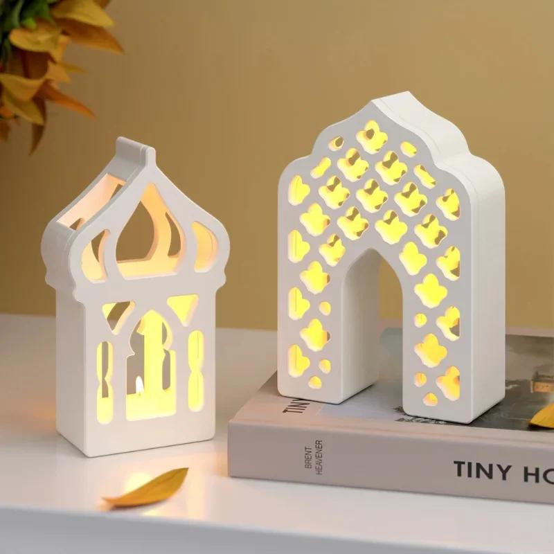 Latest Models Middle Eastern Style Hollow House Plaster Lampshade Silicone Mold DIY Moon Candle Holder Resin Molds For Eid Al