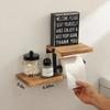 Wooden Wall Mounted Toilet Paper Holder High Load-bearing Space Saving Bathroom Wall Mounted Shelf Stable Countertop Organizer