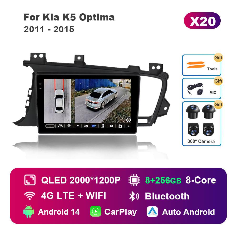 Bluetooth WiFi Navigation GPS for Kia K5 Optima 2011 - 2015 Android 14 Car Video Multimedia Player Split Screen 4G Auto Tools
