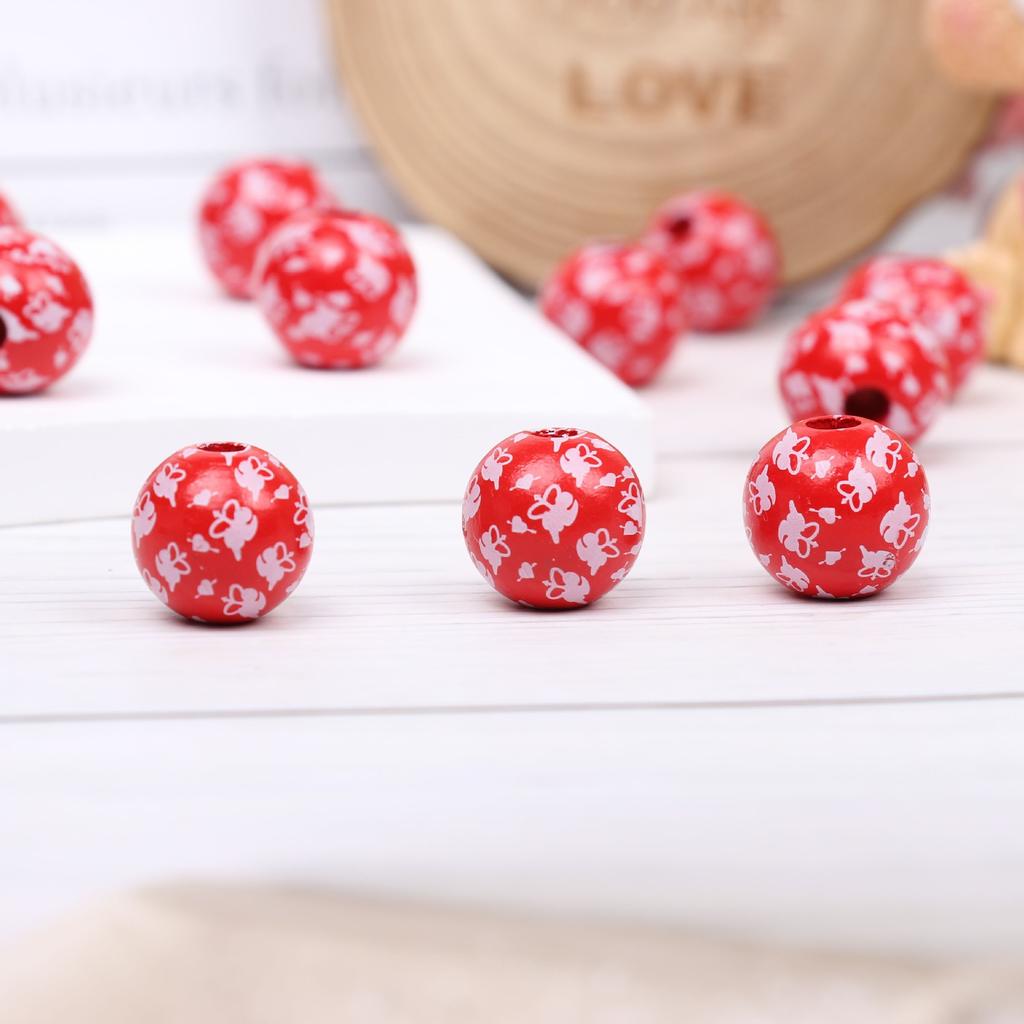 Valentine'S Day Love Wooden Beads Home Decoration Colorful Wooden Beads Wreath Accessories Diy Fringed Hemp Rope Wooden Beads String