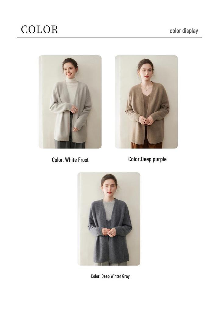 Autumn/Winter Elegant Solid Color Cashmere Women's Cardigan Coat