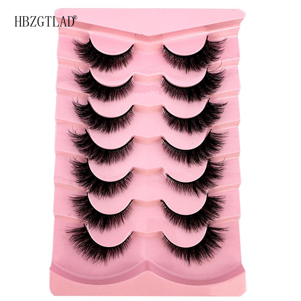 NEU 7 Paar Katzenaugen-Wimpern 3D Natürliche falsche Wimpern 5d Flauschige weiche Kreuz-Manga-Wimpern Wispy Natürliche Wimpernverlängerung Make-up