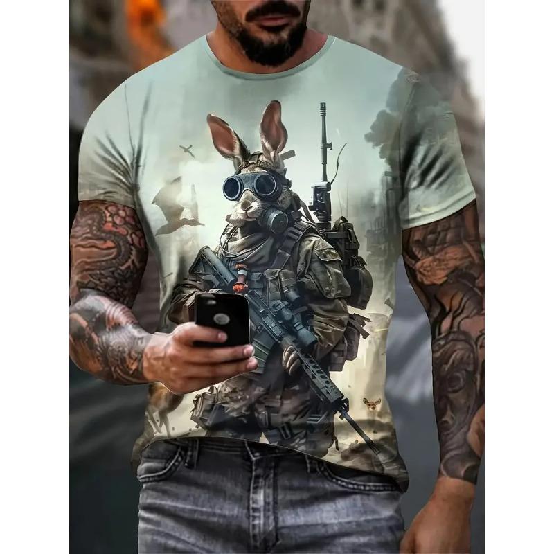 

Забавная мужская футболка Летняя повседневная с круглым вырезом и коротким рукавом Животное 3D-принт Уличная мода Оверсайз Мужская одежда Уличные футболки XXL