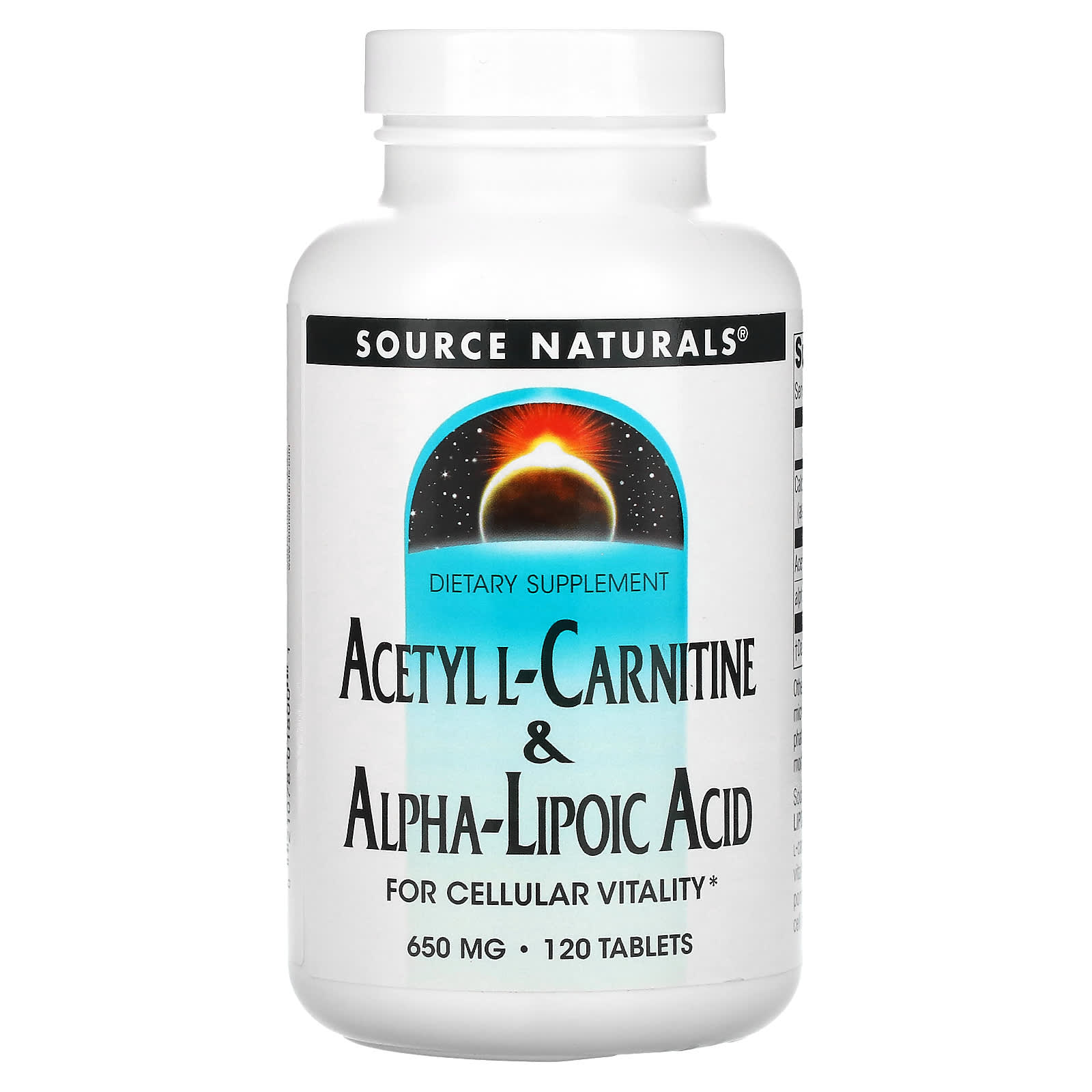 

Source Naturals, Acetyl-L-Carnitine & Alpha Lipoic Acid, 650 mg, 120 Tablets