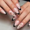 24 Stück Rosa Press-on-Nägel Kunst Leopardenmuster Französisch Lang Mandel Form Falsche Nagelspitzen Fertig Tragbar Schleife Kirsche Design Falschnagel Set