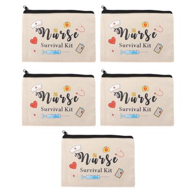 Makeup Bag Cute Versatile Zipper Survival Kit Patterns Nurse Theme Graphics Nurse Practitioner Gifts Cosmetic Bags