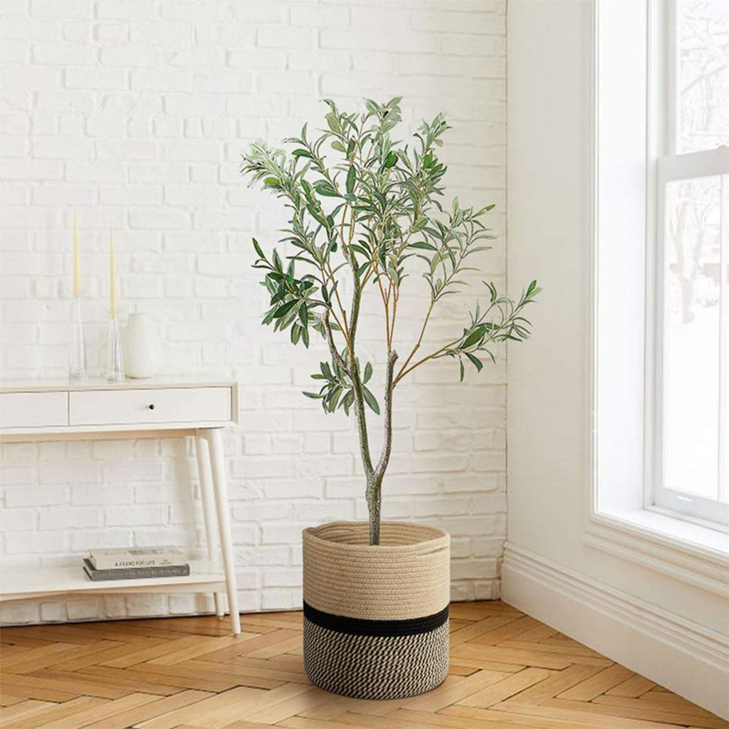 Woven Flower Baskets, Handmade Woven Baskets, Green Plant Floor Pots, Straw Woven Flower Pots