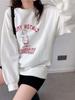 Women Letter Pattern Print Loose Pullover Hoodies Students Fashion Sweatshirt Ladies Round Neck Sweater Velvet Autumn New