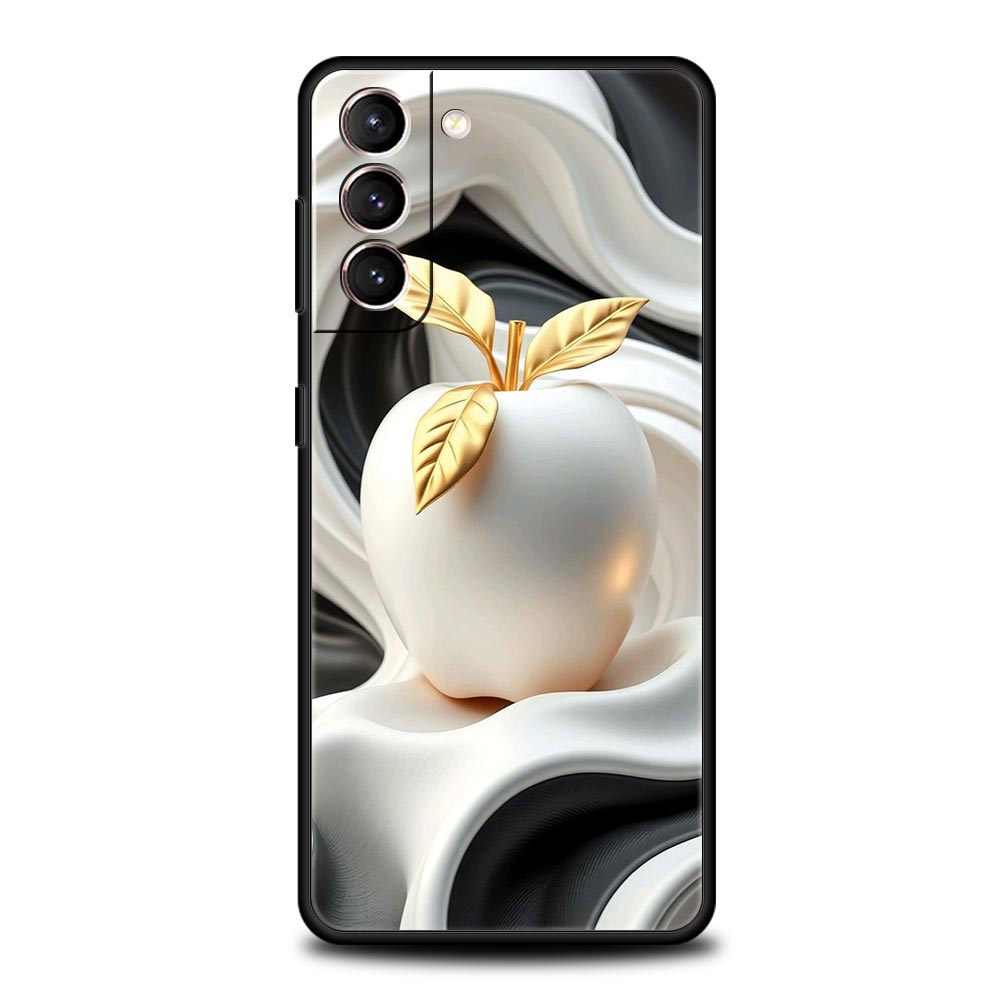 Happy Black Apple Phone Case Cover for Samsung Galaxy S26 S25 S24 S23 S22 S20 S21 FE Ultra S25 Edge Plus 5G Soft TPU Shell Capas
