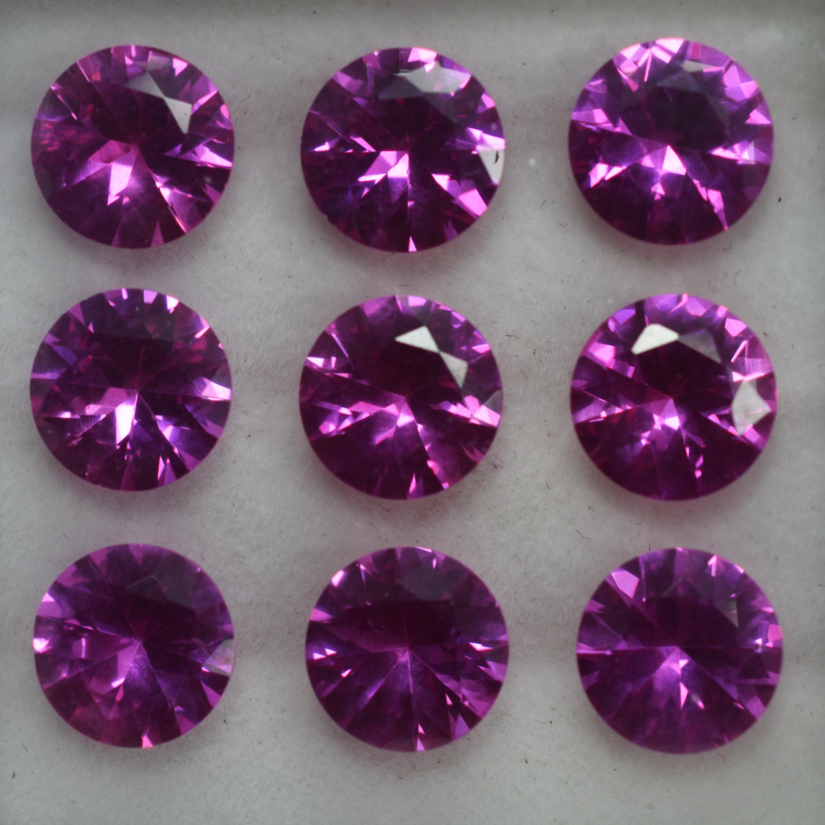 

9 Pcs Lot Natural Pink Ruby Round Cut Certified Loose Gemstones 5.00 mm approx. рожевий