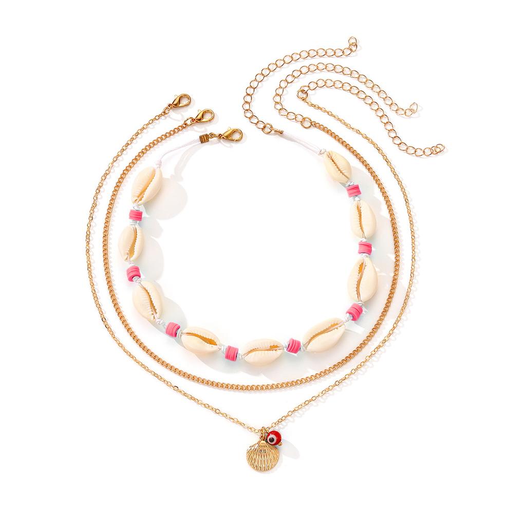European and American Marine Element Alloy Summer Beach Shell Necklace, Personalized High-end Starfish Multi-layer Collarbone Chain