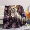 Maltese dog and flowers,pattern Flannel Blanket, High quality Comfortable for All Seasons, Home Decor, Warmth and Comfort, Perfect for Gifts.