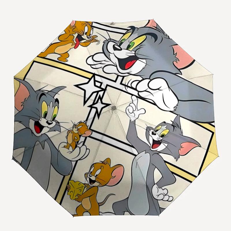 

1pc Tom Jerry Automatic Folding Umbrella - Compact 8-Rib Design, Durable Plastic & Iron, Lightweight for Outdoor Daily Use22011