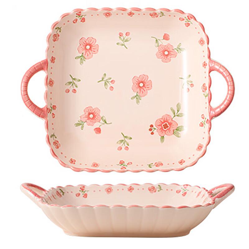 He Yu Xi 9.25-inch Lotus Ceramic Square Plate