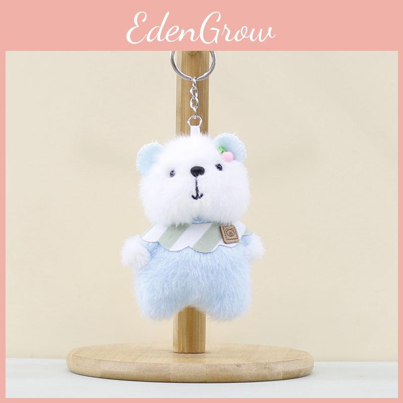 Cute Bib Bear Pendant Plush Toy Cartoon Bag Purple Key Chain Holiday Gift Girl
