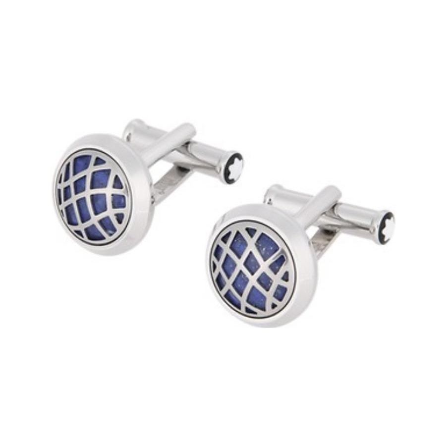 

Montblanc Trendy Fashion Stainless Steel Aquamarine Cufflinks Men Cufflinks Silver Blue 123801 Basic Packaging-Box Not Included,F,Silver/Blue
