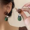 New Chinese Retro Geometric Contrast Color Water Drop Earrings, Niche Temperament High-End Round Stud Earrings for Women