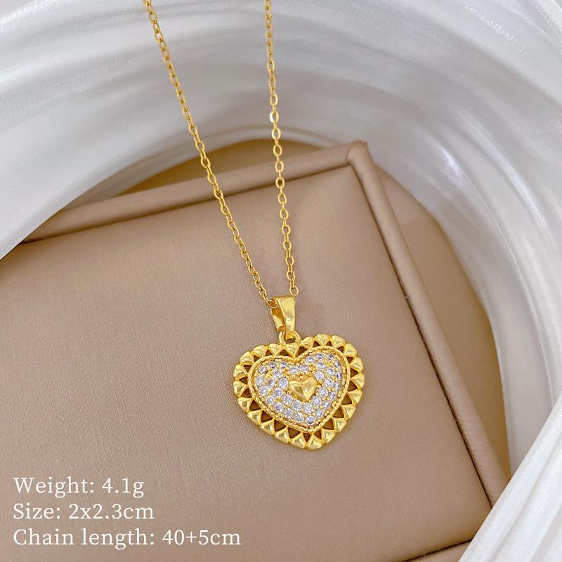 Copper Micro-Inlaid Cross Fashionable Light Luxury Temperament Gorgeous Full Diamond Necklace Female Versatile Collarbone Chain Titanium Steel
