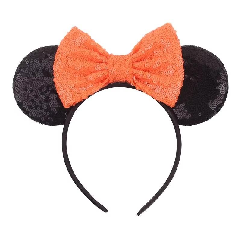 Classic Halloween Colors Mouse Ears Headband Festival Sequin Bow Hairband Party Cosplay Hair Accessories For Girls Children