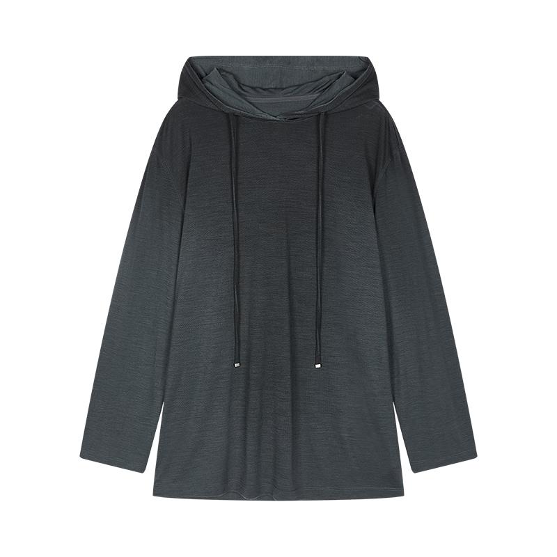 LESS 2025 Autumn H-shaped Hooded Long Sleeve T-shirt