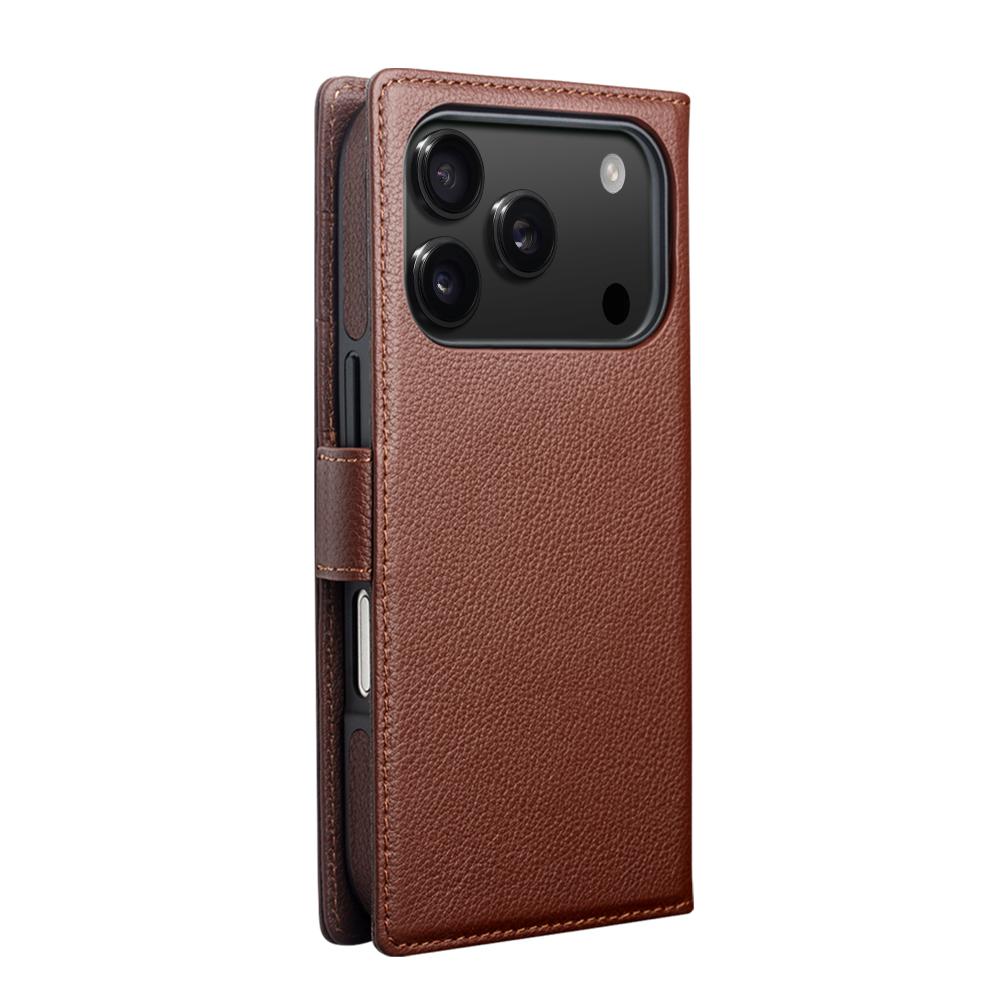 QIALINO For iPhone 17 Pro Max Case Compatible with MagSafe Detachable Genuine Cow Leather Wallet Phone Cover