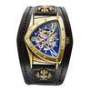Shenhua Belt Rivet Buckle Men'S Barrel Shaped Hollow Skull Tourbillon Automatic Mechanical Watch