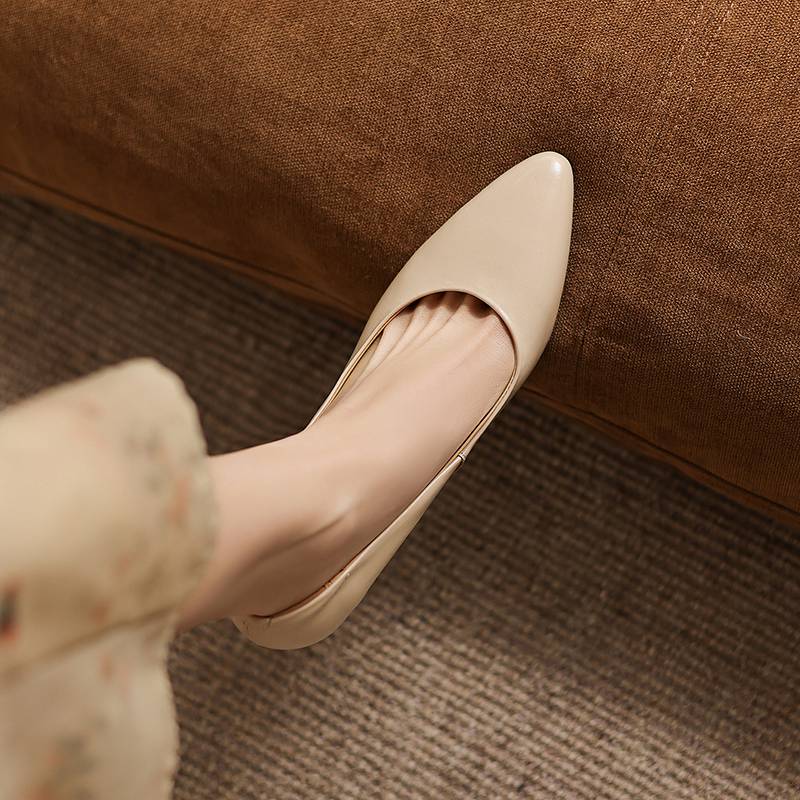 

Krazing Pot Genuine Leather Round Toe Thin Heels Summer Shoes Solid Big Size 42 Shallow Decoration Women Shallow Pumps 42 абрикосовий