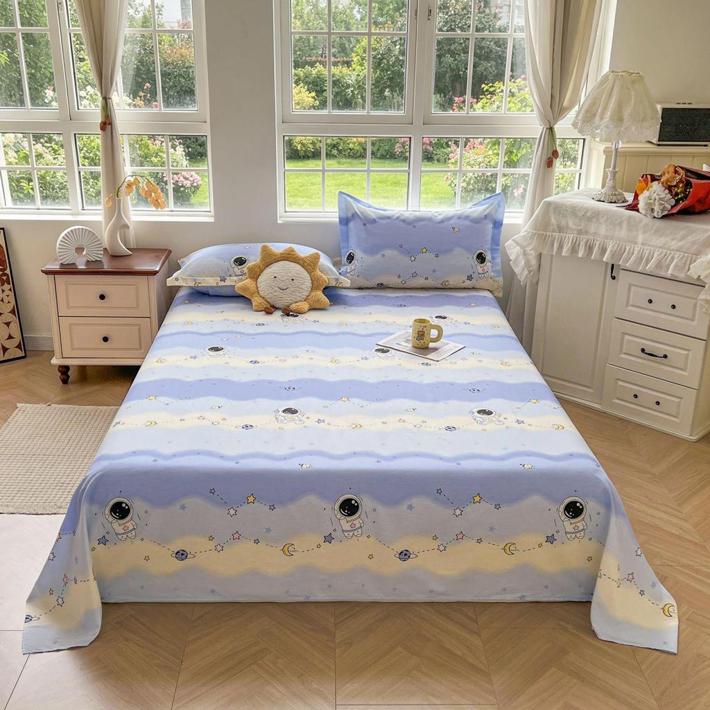 Active Print Pure Cotton Bed Sheets - Simple Style for Dormitory, Home, Single & Double Beds