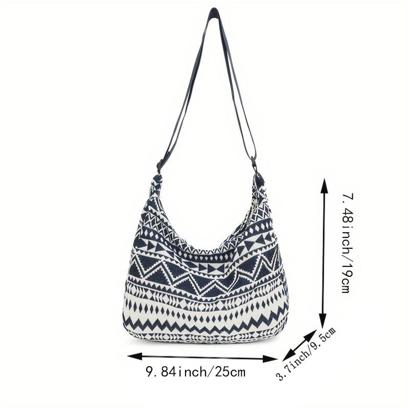 Unisex Neutral Square Tote Bag with Ethnic Style, Perfect for Spring And Summer, Suitable for Daily Use And Classes.